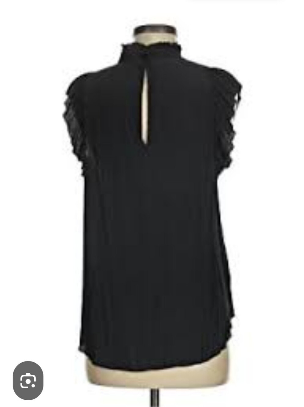Sleeveless Black Ruffle Shoulder Top with Keyhole Back